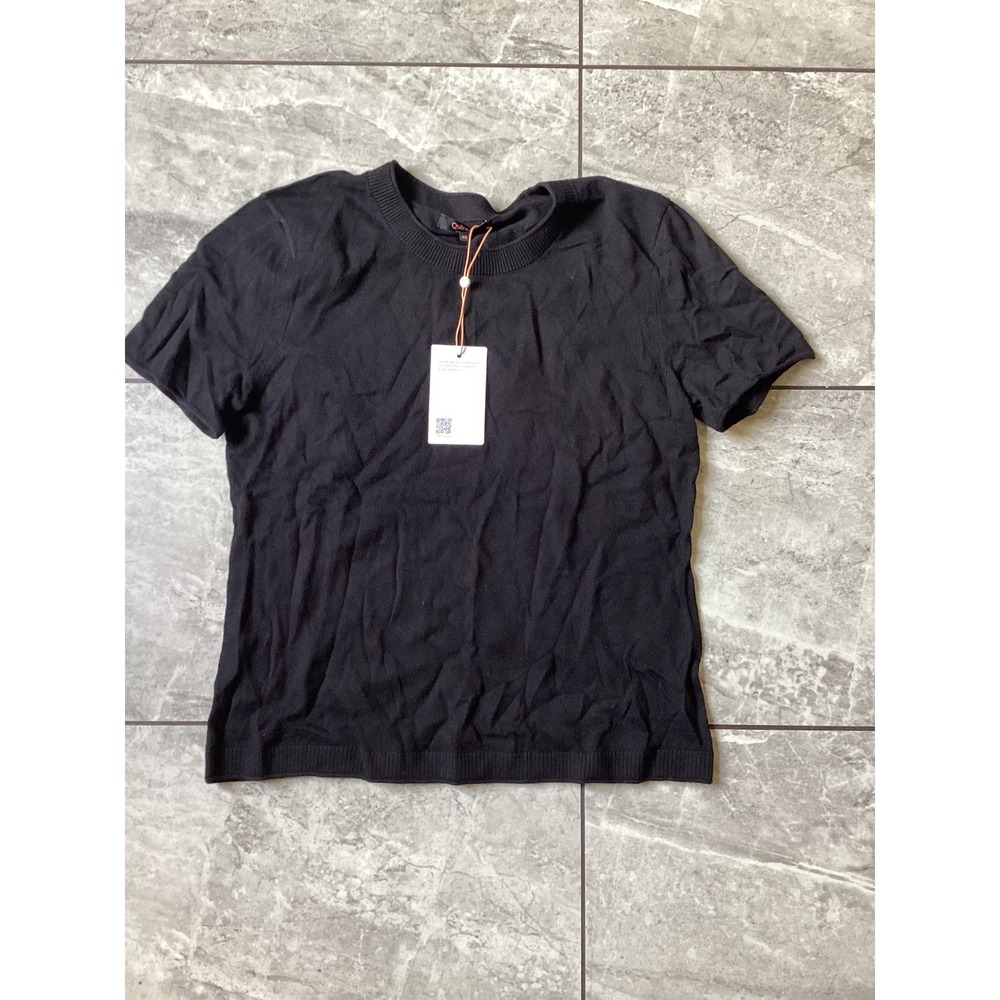 Quince Womens Black Cotton Cashmere Relaxed Sweater Tee XS LB93412-ZJSA001-36699